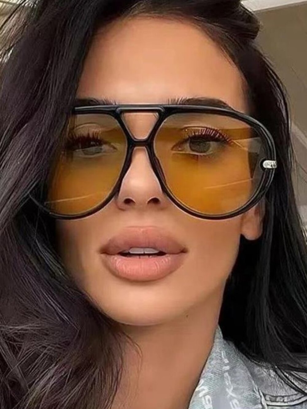 Retro Large Frame Orange Oval Sunglasses